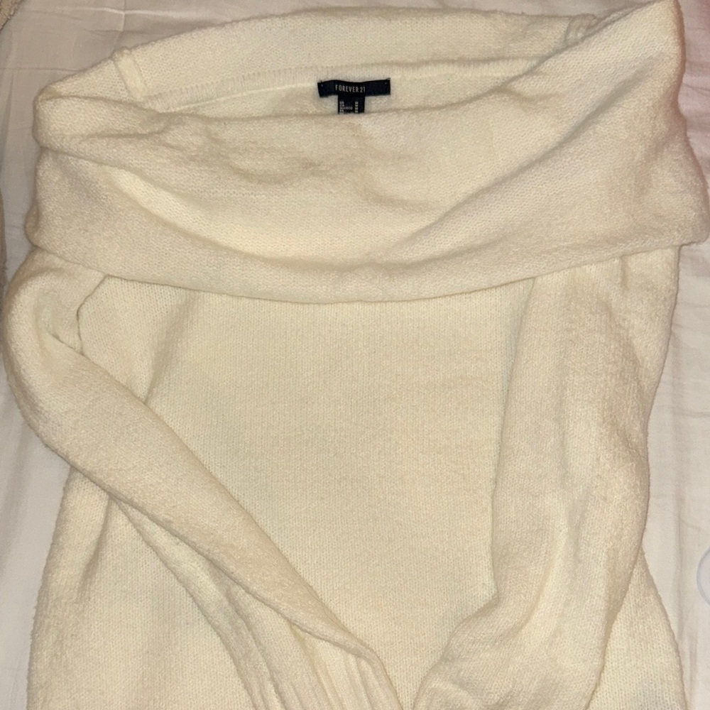 Forever 21 Cream off the shoulder sweater